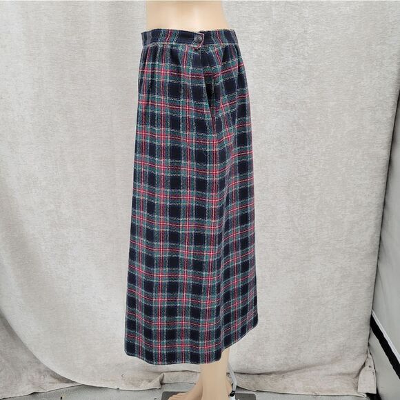 Pendelton Vintage 70s Black Stewart Tartan Plaid Wool Skirt Red Green Black - Picture 8 of 12